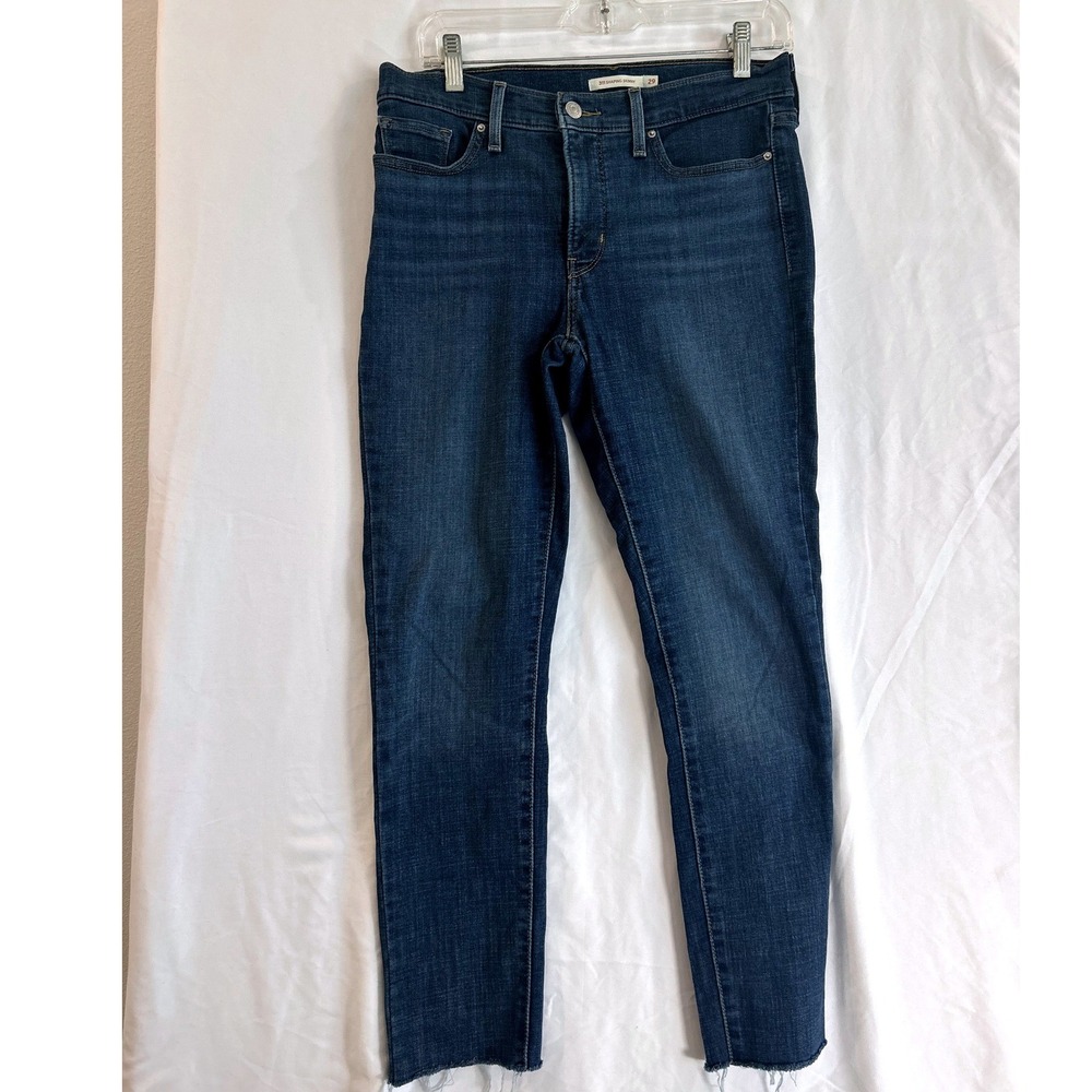 Levis 311 Shaping Skinny Jeans Dark Wash Raw Hem Denim Blue Womens 29 Classic